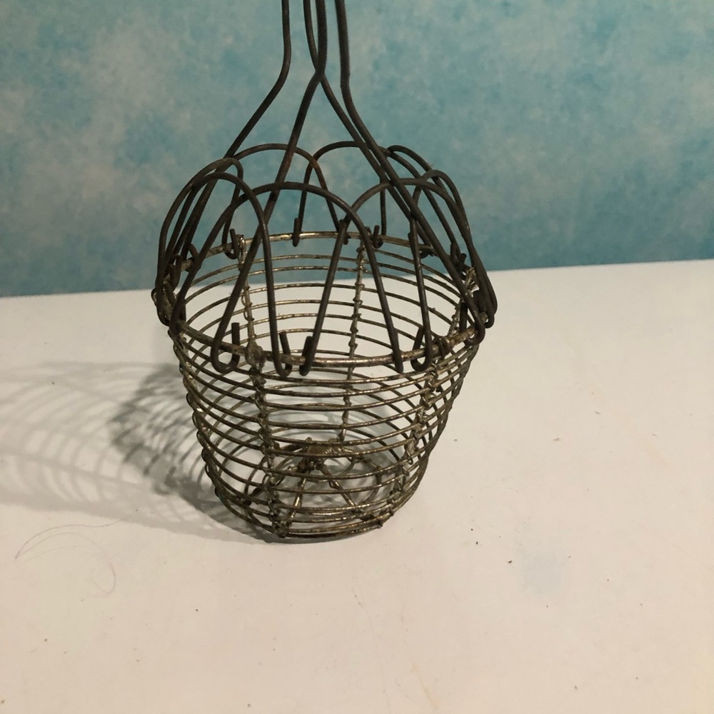 Vintage Wire mini egg  Basket Rustic Metal
